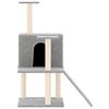 vidaXL Cat Tree Light Grey Engineered wood, plush, sisal