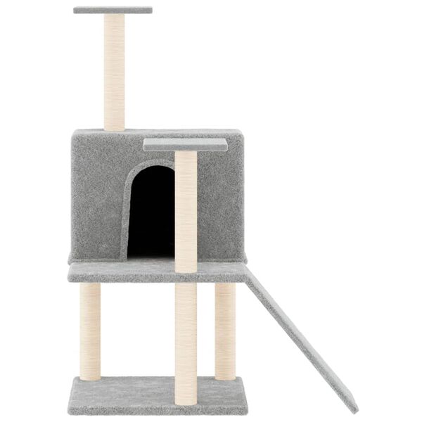 vidaXL Cat Tree Light Grey Engineered wood, plush, sisal