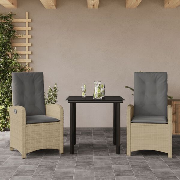 vidaXL 5 Piece Patio Dining Set with Cushions Mix Beige Poly Rattan