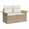 vidaXL Garden Sofa Set with Cushion 7 pcs Beige Poly Rattan