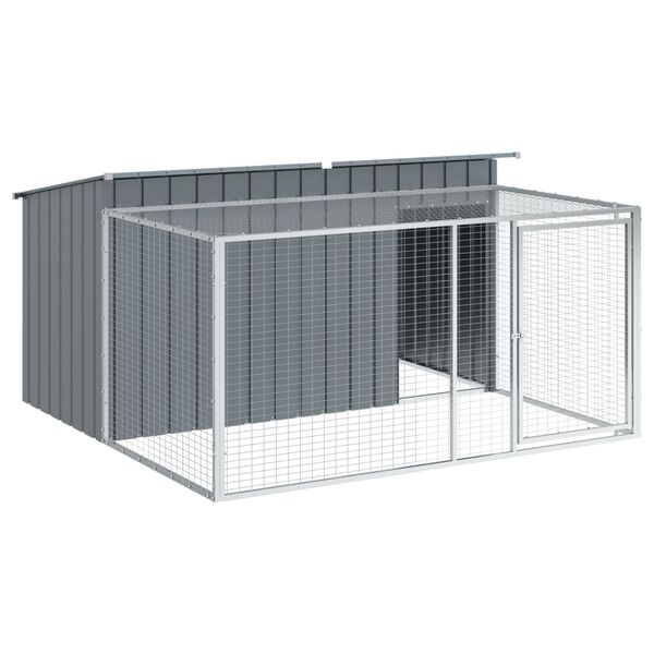 vidaXL Dog House with Run Anthracite 77.6x76.4x43.3" Galvanised Steel