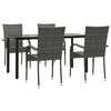vidaXL Garden Dining Set Grey PE rattan, powder-coated steel, tempered glass