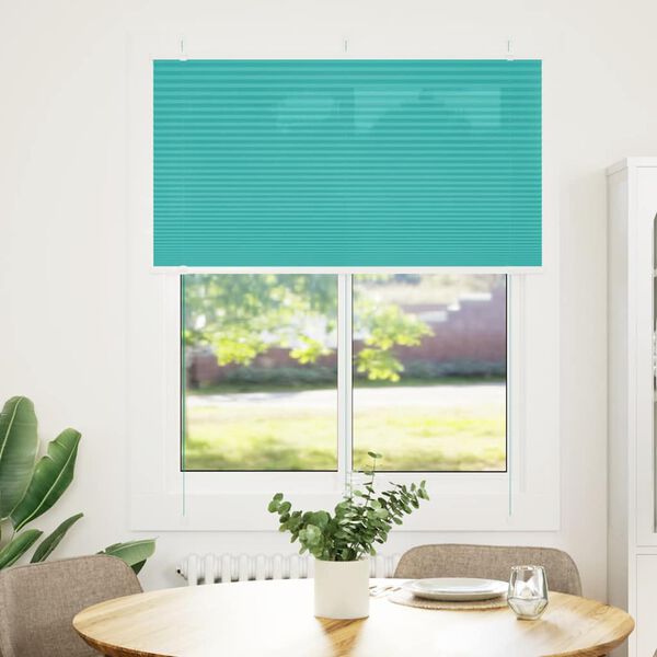 vidaXL Pleated Blind Petrol green 100% Polyester 43.3 x 39.4 in Modern