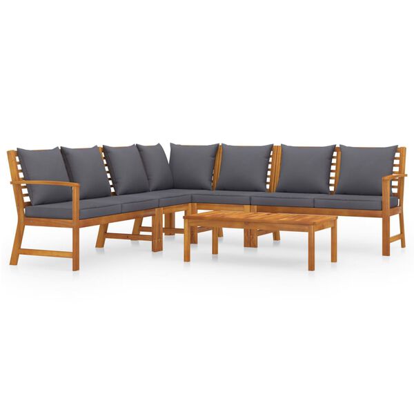 vidaXL Garden Lounge Set Dark grey Solid acacia wood Medium Modular