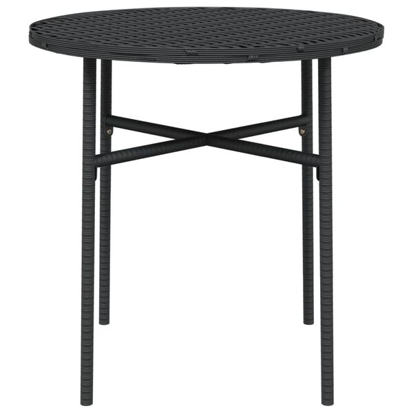 vidaXL Tea Table Black PE rattan, powder-coated steel, PP board Medium