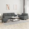 vidaXL Sofa Set Dark Grey Fabric 2-Seater, 3-Seater, Footstool Sofa Set
