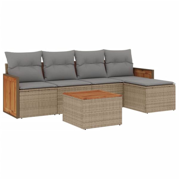 vidaXL Garden Sofa Set Beige Poly Rattan Large Removable Covers