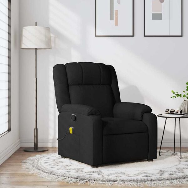vidaXL Massage Recliner Chair Black Fabric, Metal, Plywood, Foam Medium