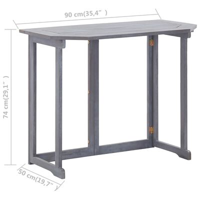 vidaXL Folding Balcony Table 35.4"x19.7"x29.1" Solid Acacia Wood