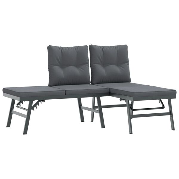 vidaXL Bench Set Black and Anthracite Powder-coated steel, polyester fabric