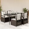vidaXL 5 Piece Patio Dining Set with Cushions Brown Poly Rattan