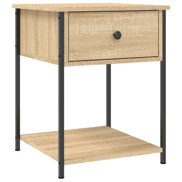 vidaXL Bedside Table Set of 2 Sonoma oak Engineered wood, iron Medium