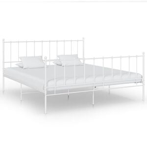 vidaXL Bed Frame White Powder-coated metal Full Durable Bed Frame