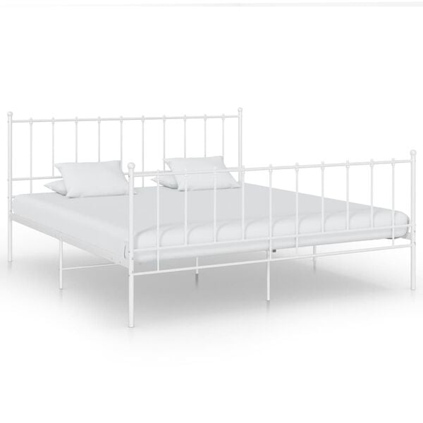 vidaXL Bed Frame White Powder-coated metal Full Durable Bed Frame