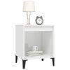 vidaXL Bedside Cabinet High gloss white Engineered wood, metal Medium