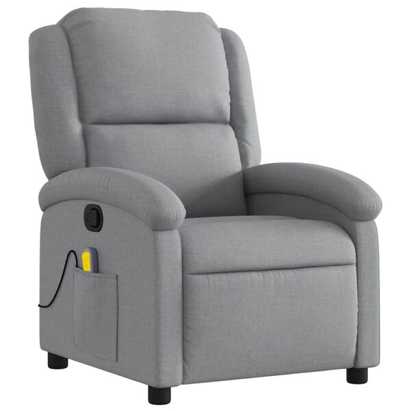 vidaXL Massage Recliner Chair Light Grey Polyester, Metal, Plywood
