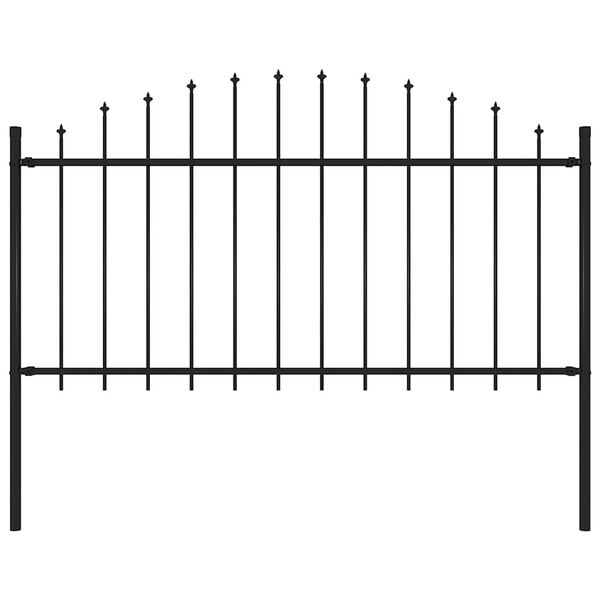 vidaXL Garden Fence with Spear Top Steel 71.3"x59.1" Black