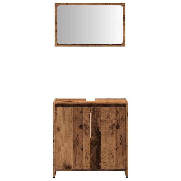 vidaXL Bathroom Furniture Set Old wood Engineered wood, glass Standard