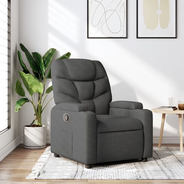 vidaXL Recliner Chair Dark grey Fabric (100% polyester) Adjustable