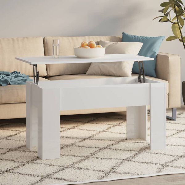 vidaXL Coffee Table High gloss white Engineered wood Medium Convertible