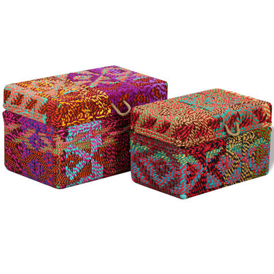 vidaXL Storage Boxes Set of 2 Chindi Fabric Multicolor
