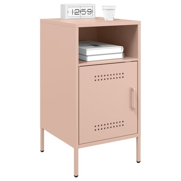 vidaXL Bedside Cabinet Set of 2 Pink Cold-rolled steel Standard