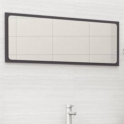 vidaXL Bathroom Mirror Gray 39.4"x0.6"x14.6" Engineered Wood