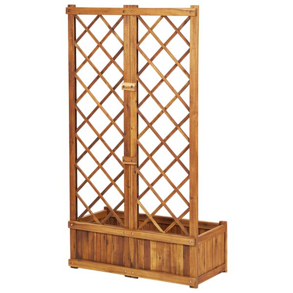 vidaXL Raised Bed with Trellis 31.5"x15"x59.1" Solid Acacia Wood