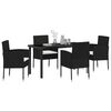 vidaXL Garden Dining Set with Cushion 5 pcs Black Poly Rattan