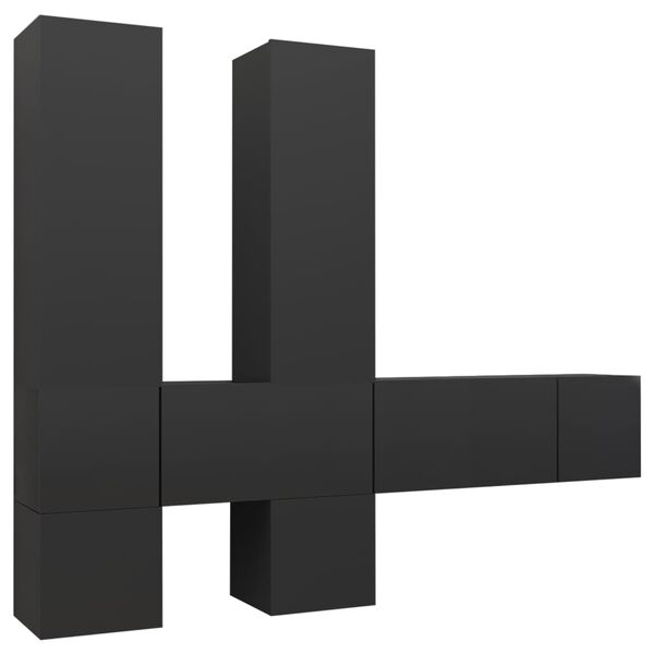 vidaXL TV Cabinet Set Set of 7 Grey Engineered Wood Medium