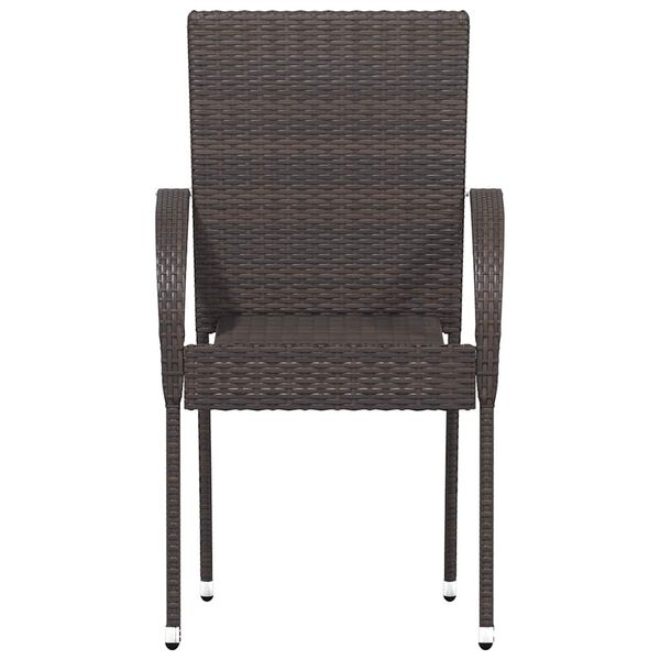 vidaXL Dining Chair Set of 2 Brown Poly Rattan Standard Stackable