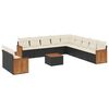 vidaXL Garden Sofa Set Black with cream white cushions