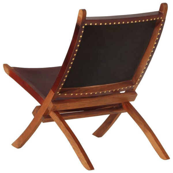 vidaXL Relaxing Chair Dark brown Goat leather, Solid acacia wood Medium