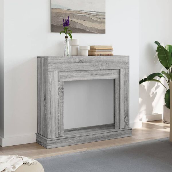 vidaXL Fireplace Surround Grey Sonoma 39.4x11.8x34.4" Engineered Wood