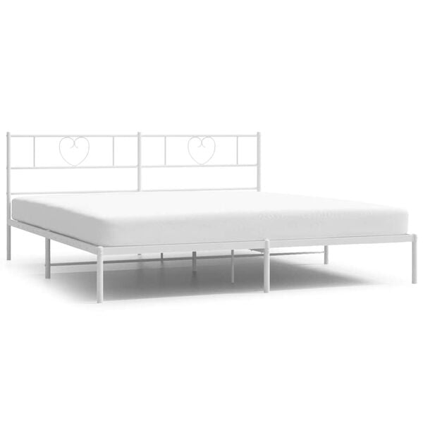 vidaXL Bed Frame White Powder-Coated Steel 72.0x84.0 in Bed Frame