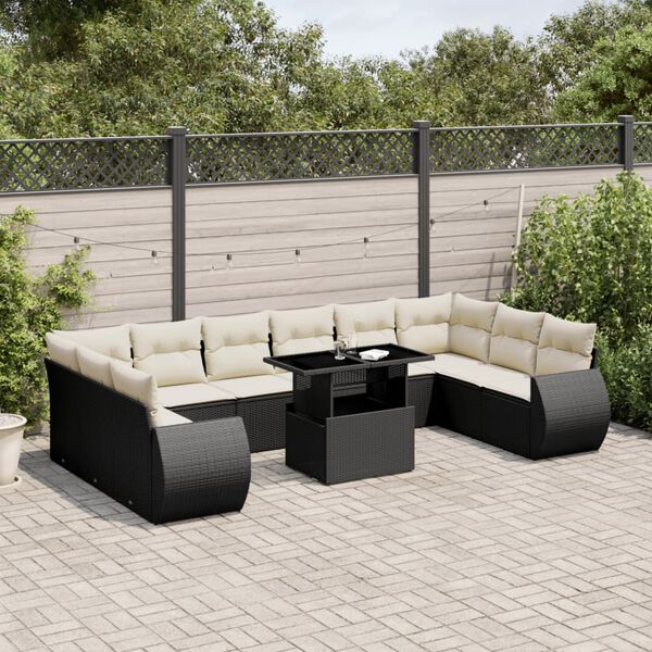 vidaXL Garden Sofa Set Black, Cream White