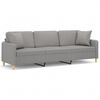 vidaXL 3-Seater Sofa with Pillows&Cushions Light Gray 82.7" Fabric