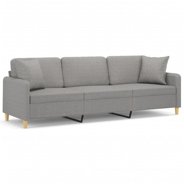 vidaXL 3-Seater Sofa with Pillows&Cushions Light Gray 82.7" Fabric