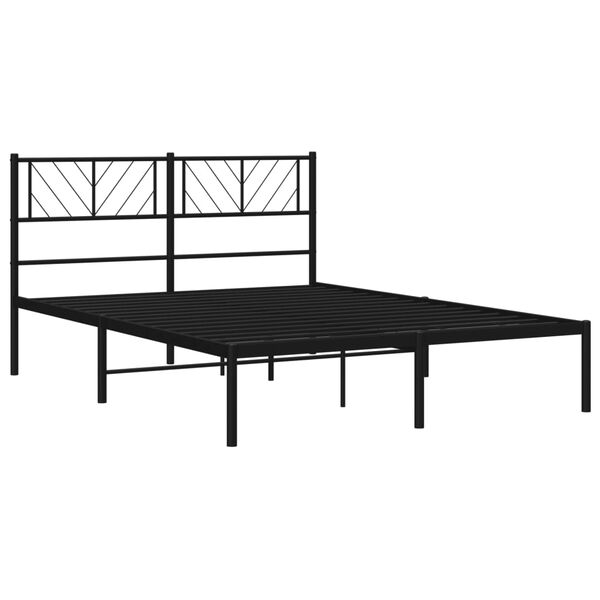 vidaXL Metal Bed Frame Black Powder-Coated Steel 47.2x79 in Modern