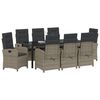 vidaXL Garden Dining Set with Cushion 9 pcs Grey Poly Rattan