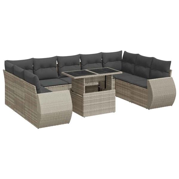vidaXL Garden Sofa Set Light grey