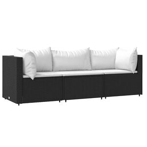 vidaXL Patio Lounge Set Black frame with white cushions
