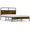 vidaXL Bed Frame Smoked oak Steel, Engineered wood Full Durable