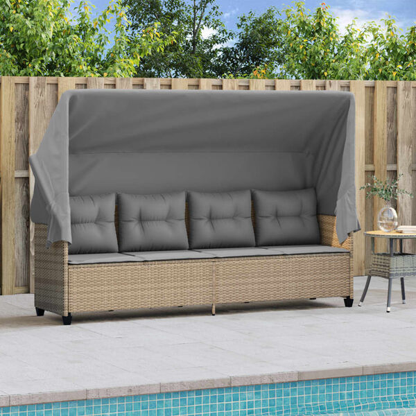 vidaXL Sun Lounger Beige Poly Rattan Large UV-resistant materials