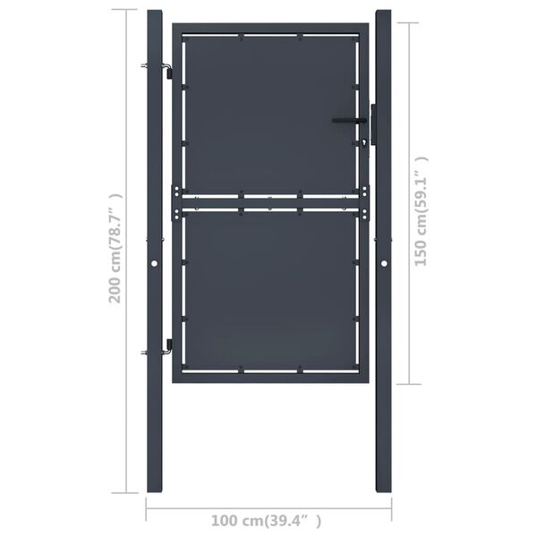 vidaXL Garden Gate Steel 39.4x59.1" Anthracite