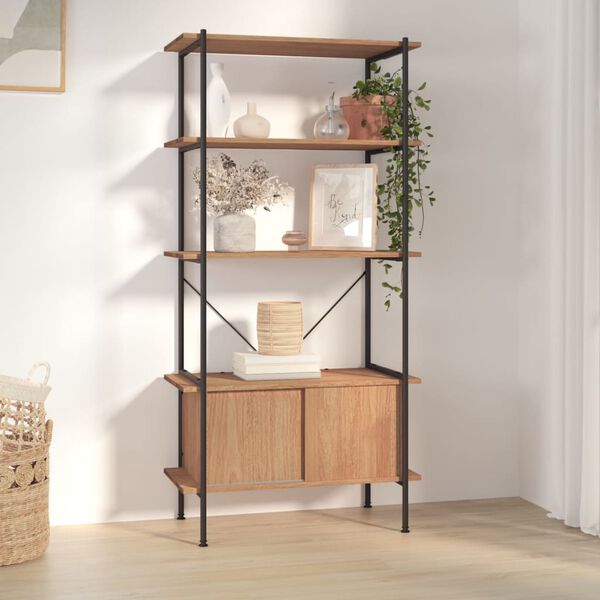 vidaXL Shelving Unit With Cabinet Light brown and black