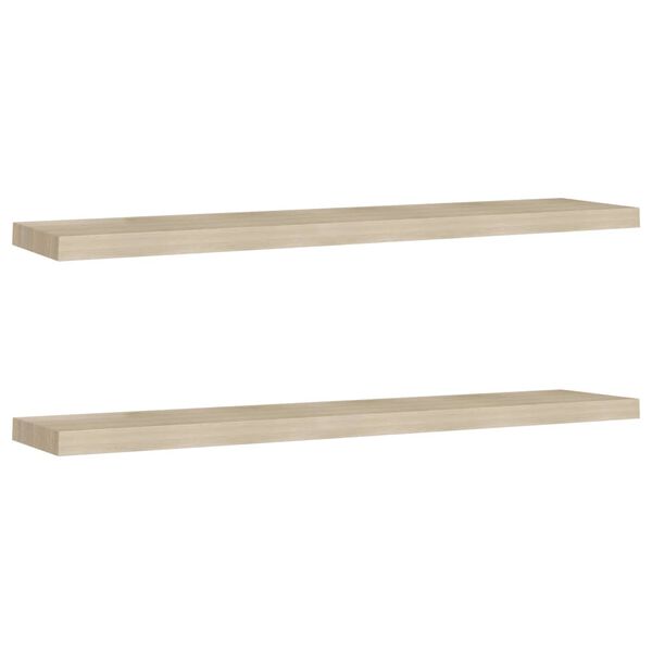 vidaXL Wall Shelf Set of 2 Oak Honeycomb MDF, metal Medium Wall Shelf