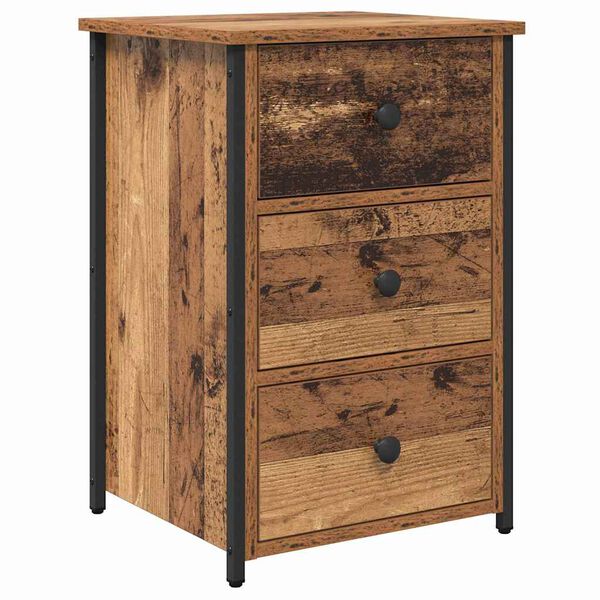 vidaXL Bedside Cabinet with Drawer Brown Solid Reclaim Wood