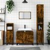 vidaXL Bathroom Cabinet Smoked Oak Engineered Wood, Iron Tall