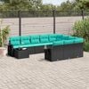 vidaXL 11 Piece Patio Sofa Set with Cushions Black Poly Rattan